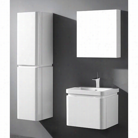 Madeli B930-24-002-gw-xte18 20-24-110-wh Euro 24&qquuot;" Vanity In Gloswy White With Xstone Glossy White Single Faucet Hole Solid Surface Top