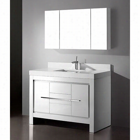 Madei B999-r8-001-gw-qsv2230-48-110-wh Vicenza 48"" Bottom Idle Show In Gl0ssy White With Quartzstone White Sole Hole Top
