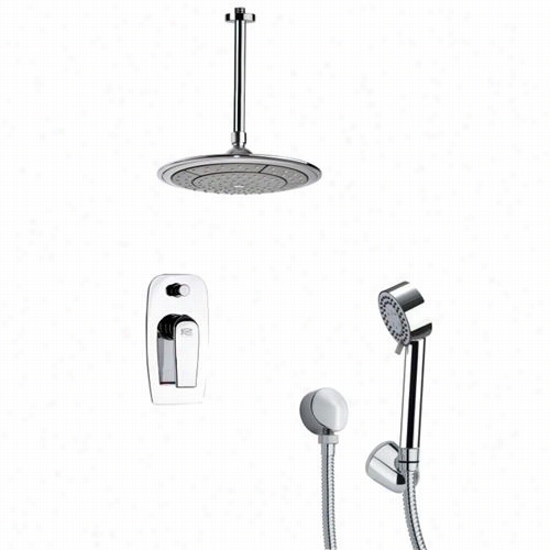 Remer By Nameek's Sfh6002 Orsinno 14-3/4"" Ceiling Mounted Shower Faucet In Chrome With Hand Shoewr And 8-4/7""h Diverter