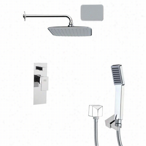 Remer By Nameek's Sfh6133 Orsino 15-5/9"" Contemporary Square Shower System In Chrome With 4-4/7""h Divetter