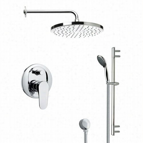 Remer By Nameek's Sfr7038 Rendino Round Shower Faucet Set In Chrome With 25-3/5"&quo;h Shower Slidebar