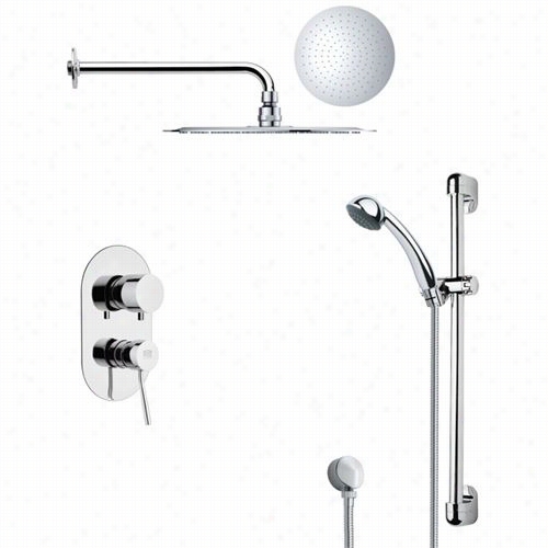 Remer By Nameek's Sfr7122 Rendino Moder N Round Rain Shower Faucet Set In Chrome  With 2-3/4""w Hhandheld Shower