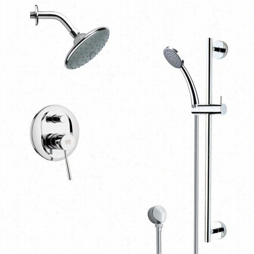 Remmer By Nameek' Sfr7191 Rendino Sleek Rain Shower Faucet In Chrome With Hand Shower And 23-5/8""h Shower Slidebar
