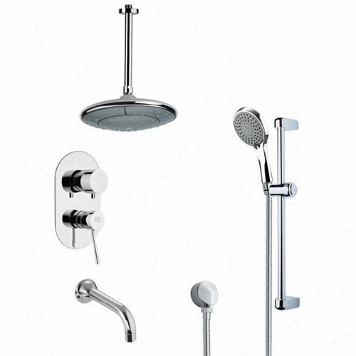 Remer By Nameek's Tsr0907 Galiano Modern Tub And Rain Shower Faucetin Chrome With Hand  Shower And 24-2/5""h Shower Slidebar