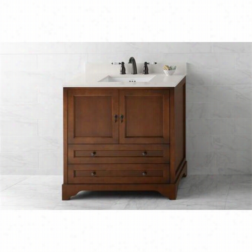 Ronbo 065136-f11 Milano3 6"" Vanity Cabinet Witb 2 Wood Dooors, Shelf Inside And 2 Bottom Drawers In Colonial Cherry