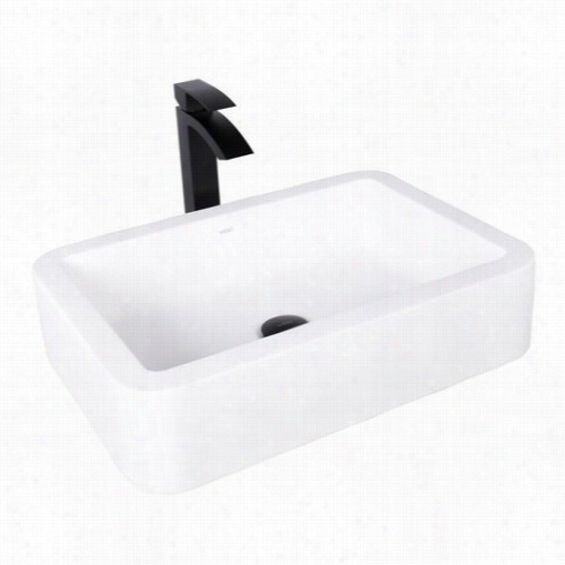 Vigo Vgt1005n Avagio Composite Tube Sink And  Duris Bathroom Vessel Faucet In Matte White/matte Blcak