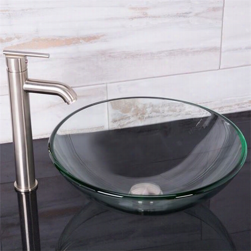 Vigo  Vgt893 Crystalline Glass Bottom Sink And Seville Vessel  Faucets Et In Brushed Nickel