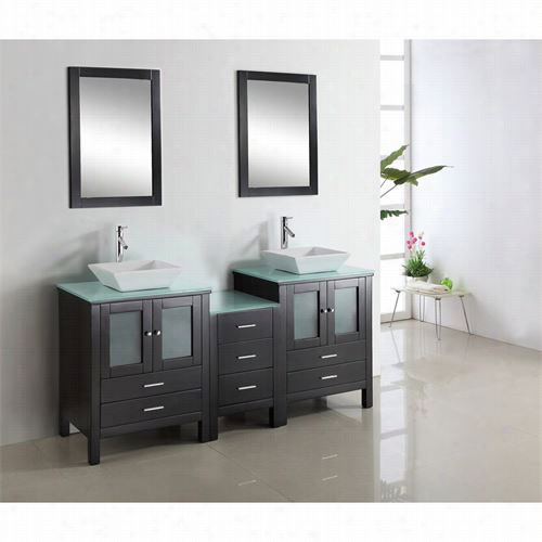 Virtu Usa Md-4472 Brentford 72"" Double Reduce Bathroom Vanity In Espresso - Vanity Top Included