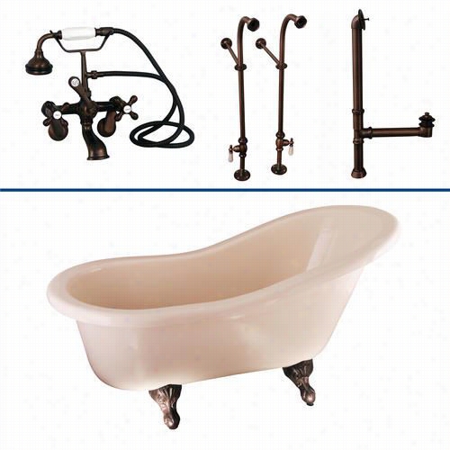 Barclay Tkadts60-b 60"" Double Acrylic Slippe Bathtub Kit In Ibsque With Metal Cross Hadles