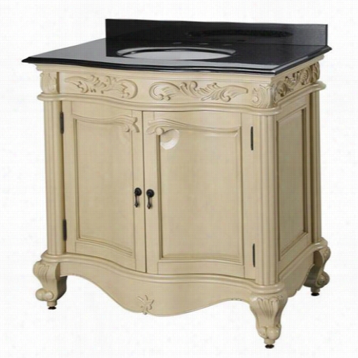 Belle Foret Etavt3722 Esttaes 37"" Vanity In Antique White With Black Granite Vanity Top - Vvanity Top Included