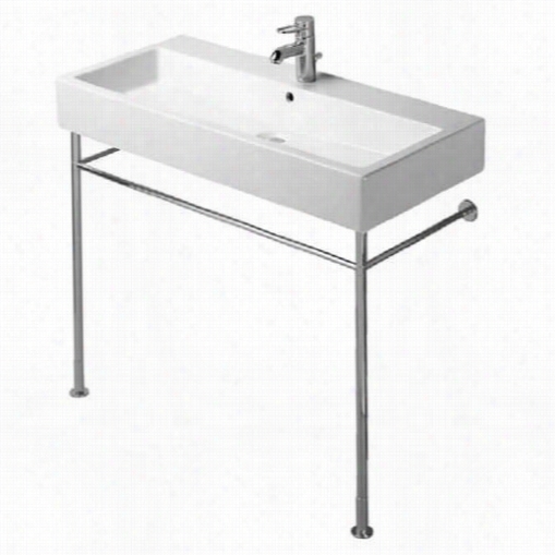 Duravit D17513 Vero 39 /8' Washbasin  With Chrome Metal Console (nno Drileld)
