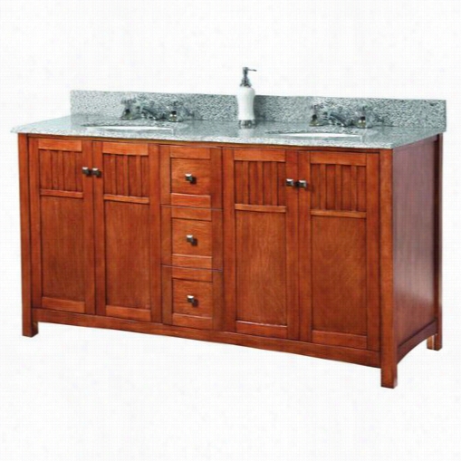 Foremmost Kncarg6122d Knoxville 61"" Vanity In Nnutmeg With Rushmor E Grey Granite Otp - Vanity Top Included