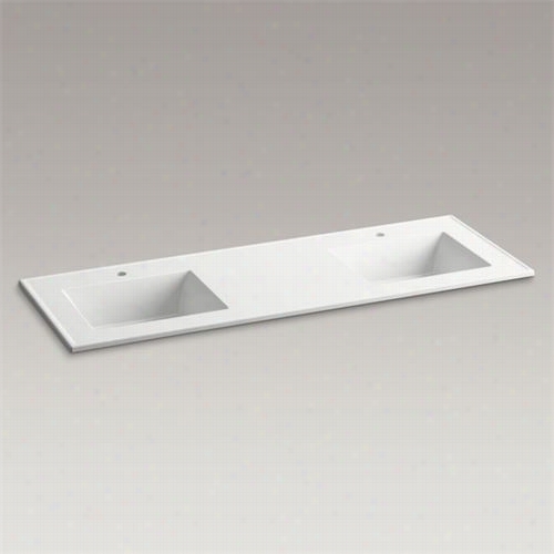 Koohler K-2789-1 Ceramic/impressions 611"" Rectangular Double-bowl Choose Hole Vanity-top Bathroom Sink