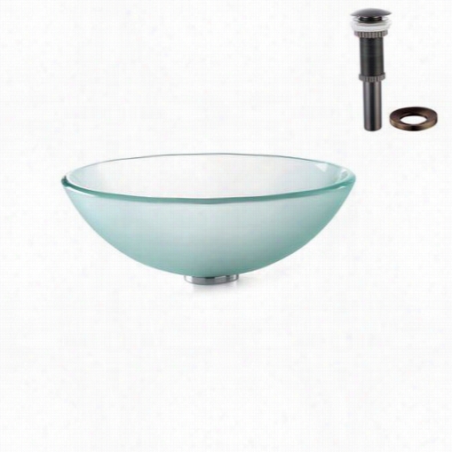 Kraus Gv-101fr-orb Frosted Glass Vessel Sink With Pop Pu Drain And Mounting Ring In Oil Ruubbed Bronze