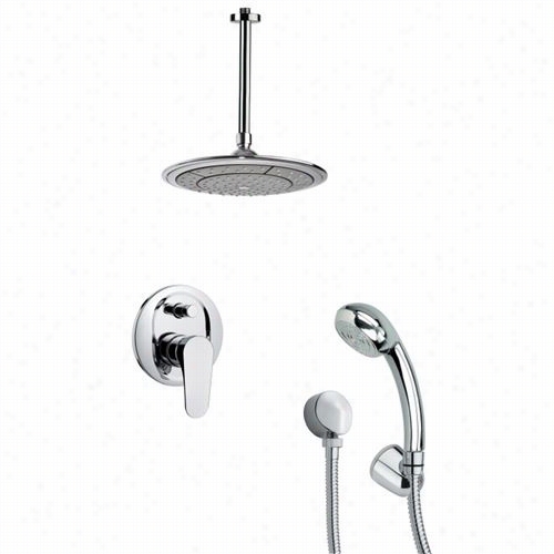 Remer By Nameek'ssfh6003 Orsino 14-3/4&qot;" Ceiling Mounfed Shower Faucet In Chrome With Handheld Shower And 6""h Diverter