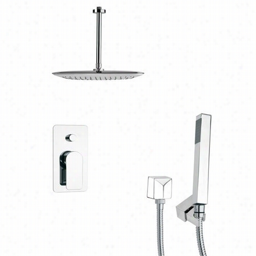 Remer By Nameek's Sfh6030 Orsino 11-4/5"" Square Shower Faucet In Chrome With Handheld Shower And 5-1/3&q Uot;"h Diverter