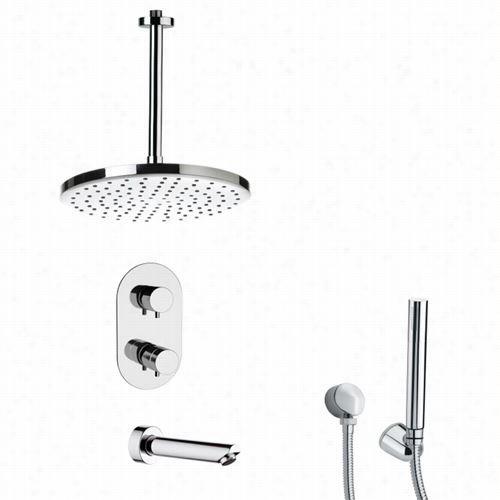 Remer Through  Nameek's Tsh44405 Tygga Thermstatic Tub And Shower Faucetin Chrome With Handheld Shower And 4-1/3""w Diverter