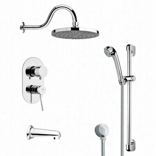 Remer By Nameek's Tsr9079 Galiano Contemporary Rain Shower System In Chrome With 3-1/2""w Handheld Shower