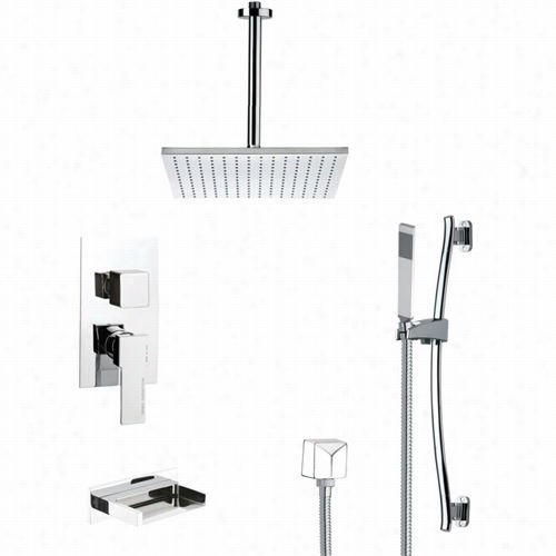 Remer Through  Nameek's Tsr9098 Galiano Contemporary Tub And Shwoer Faucet In Hrome With Slide Rail And 4-5/7""w Handheld Shower