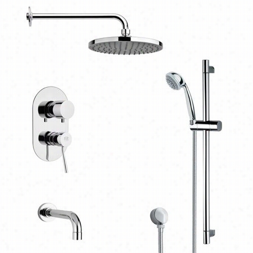Remer By Nameek's Tsr9150 Galiano Round Rain Shower System In Cgrome Ith 9""h Handdheld Shower