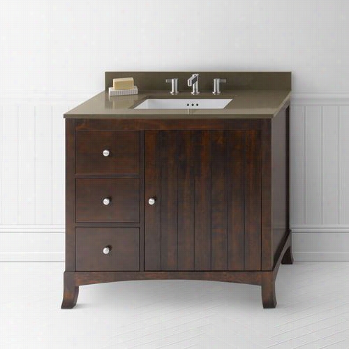 Ronbow 050536-4r-f07 Hampton 36"" Wood Vanity Cabinet With Right Wood Door And 3 Drawers In Vintage Walnut