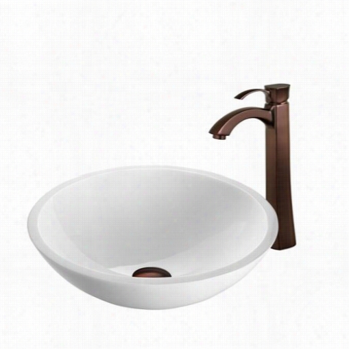 Vigo Vvgt208 Flat Edged Phoenix Sotne Glass V Essel Sink In White With Oil Rubbed Bronze Faucet