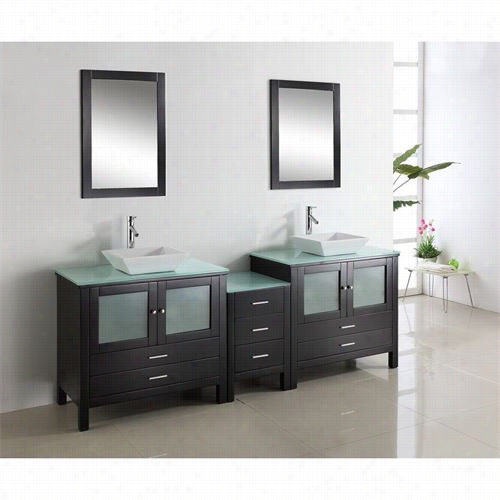 Virtu Us Amd-4490 Brentford 90"" Doubl Sink Bathroom Vanity In Espreso - Vaanitt Top Included