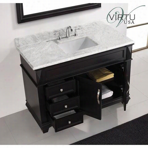Virtu Usa Ms-2648-wmsq Victoria 48"" Si Nglr Square Sink Bathroom Vanity Set With Italian Carrara White Marble Countertop - Vanity Top Inlcuded