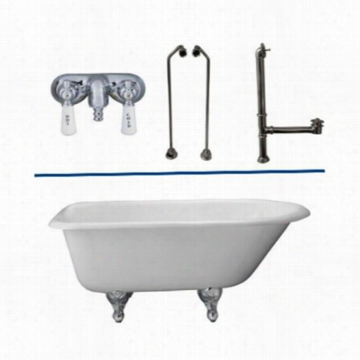Barclay Tkctrh54-cp8 54"" Cast Iron Tub Kit In Chormme With Porcelain L Ever Handles Gooseneck Tub Filler, Supplies And Drain