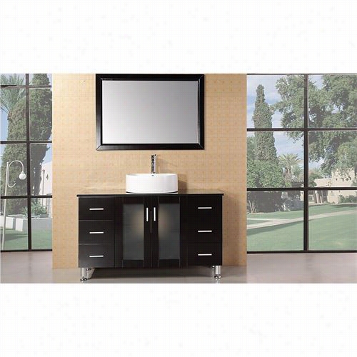 Design Element Dec066c-e Malibu 48"" Single Sink Modern Bathroom Vanitg Set In Espresso - Vanity Top Included