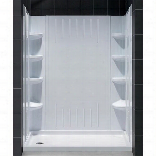 Dreamline Dl-6147l-01 Slimlinne 34"" X 60"&quto; Left Drain Single Threshold Base Shower Package