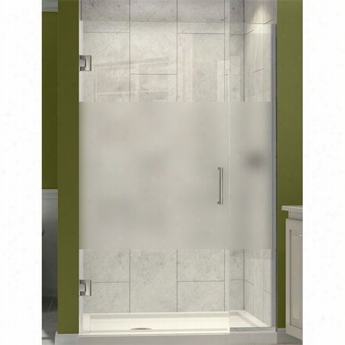 Dreamliine Shdr-244 307210-hfr Unidoor Plus 43"" To 43-1/2""w X 72""h Hinged Shower Door With Half Fro Sted Glass Door