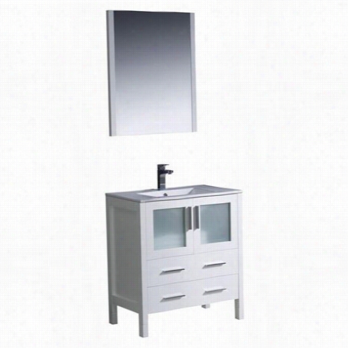 Fresac Fvn623wh-unstorino 30"" Modern Bathroom Vanity In White With Undermount Sink - Vanity Top Included