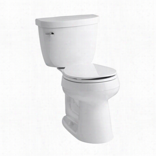 Kohler K-3887 Cimarron Vitreous China 1.28 Gpf Class  Five Gravity Flush Comfort Height Round Front Wto Piece Toilet Wih 2-1/8"" Glszed Trapway Without Seat Aand