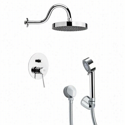 Remer By Nameek's Shf6063 Orsino 3"" Round Sleek Shower Faucet In Chrome Upon Hand Shower And 4-/7&q Uot;"h Diverter