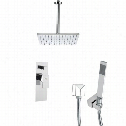Remer By Namek's Sfh6098 Orsino 11-4/5"" Square Showe Rfaucet  Offer For Sale In Chrome With Handheld Shower And 12-3/5""h Diverter