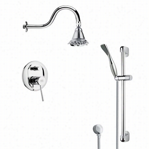 Remer By Nameek's Sfr7104 Rendino Leek Round Shower Faucet Set In Chrmoe With 4""w Diverter