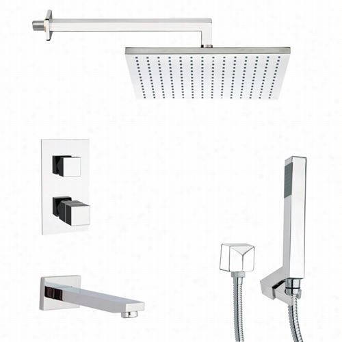 Remre By Nameek'stsh4403 Tyga Thermostatic Tub And Shower Faucet In Chrome With  Hand Shower And 5&quuot;"w Tub Spout