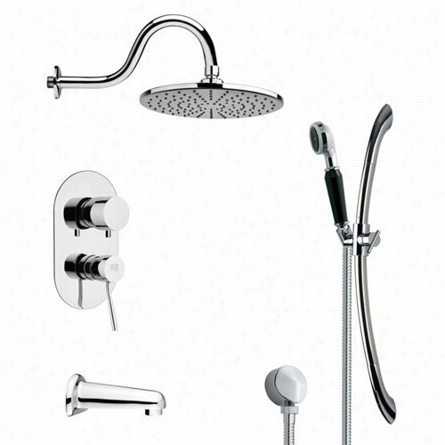 Remer By Nameek's Tsr9070 Galiano Sleek Tub And Rain Shower Fauet  In Chrome Withh Hand Shower And 2-1/3"&quotw; Handheld Shower