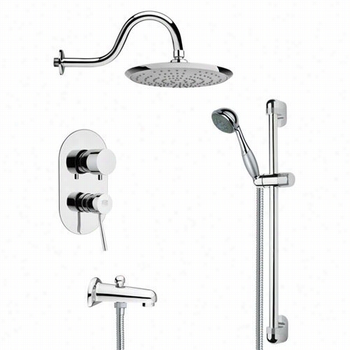 Remer  By Nameek's Tsr9078 Galiano Contemporary Rain Shower Ystem In Chrome With 10-5/8""w Handheld Shower