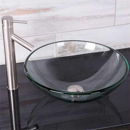 Vigo Vgt889 Crystalline Glass Vessl Sink And Dior Vessel Faucet Set In Brushed Nickel