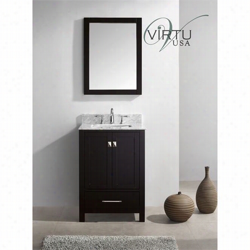 Virtu Usa Gs-50024-wmsq Caroline Avenue 24"" Single Perpendicular Sink Bathroom Vanity With Language Of Italy Arrara Wwhhite Marble Countertop - Vanity Top Included