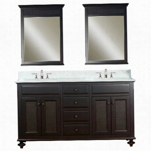 Water Creation London-60c  London 60"" Dark Espresso Double Sink Bathroom Vanity And Two London-m-2136 Matching Mirrors - Vanity Top Incluedd