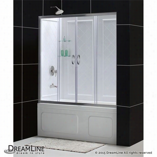 Dreamline Dl-6995 Visions 56 To 60&quott;" Frameless Sliding Tub Door And Qwall-tub Backwalls Kit