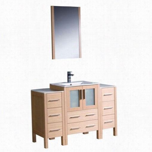 Fresca Fvn62-122412l O-uns Torino 48"" Modern Bathroom Vanity In Light Oak With 2 Side Cabinets And Underjount Sink - Vanity Tpo Included