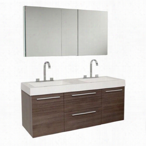 Fresca Fvn8013o Opulento Modefn Double Sink Bathroom Vainty With Medicine Cabinet In Gray Oak - Vanity Top Included