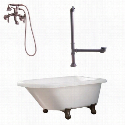 Giagni Lb1-orb Brighton 60"" White R Oll Top Tub With W All Mount Faucet In Oil Rubbed Bronze