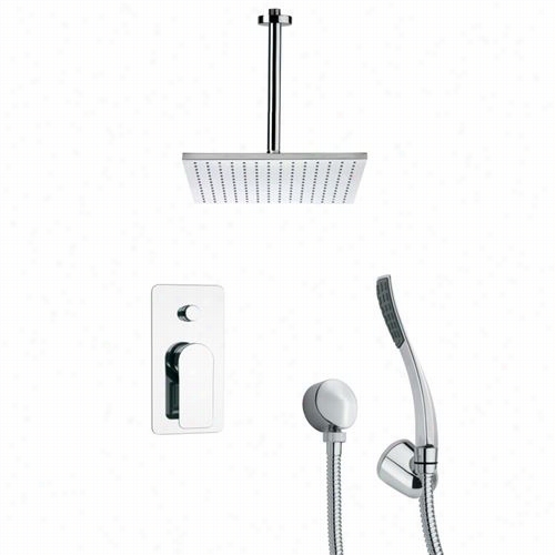 Remer By Nameek's Sfh6096 Orsino 11-4/5"" Square Shower Faycet In Chrome With Hand Shower And 6-1/9""h Diverter