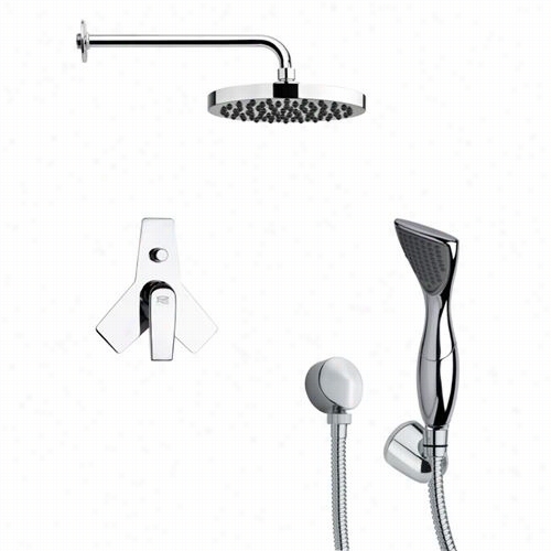Remer By Nameek's Sfh6144 Orsino 3-1/3""  Contemporary Sleek Shower System In  Chroome With 6-1/9""h Diverter