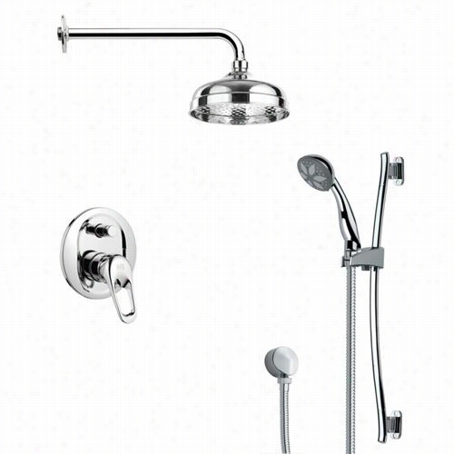 Remer By Nameek's Sfr7027 Rendino Modern Round Rain Shower Fa Ucet Set In Chrome With 30""h Shower Sidebar